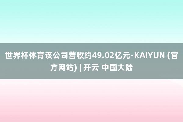 世界杯体育该公司营收约49.02亿元-KAIYUN (官方网站) | 开云 中国大陆