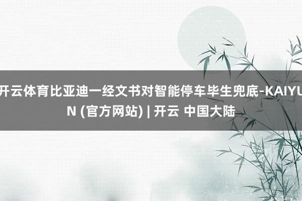 开云体育比亚迪一经文书对智能停车毕生兜底-KAIYUN (官方网站) | 开云 中国大陆