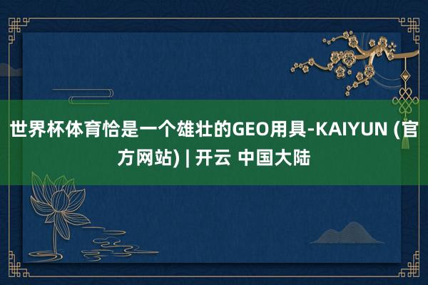 世界杯体育恰是一个雄壮的GEO用具-KAIYUN (官方网站) | 开云 中国大陆